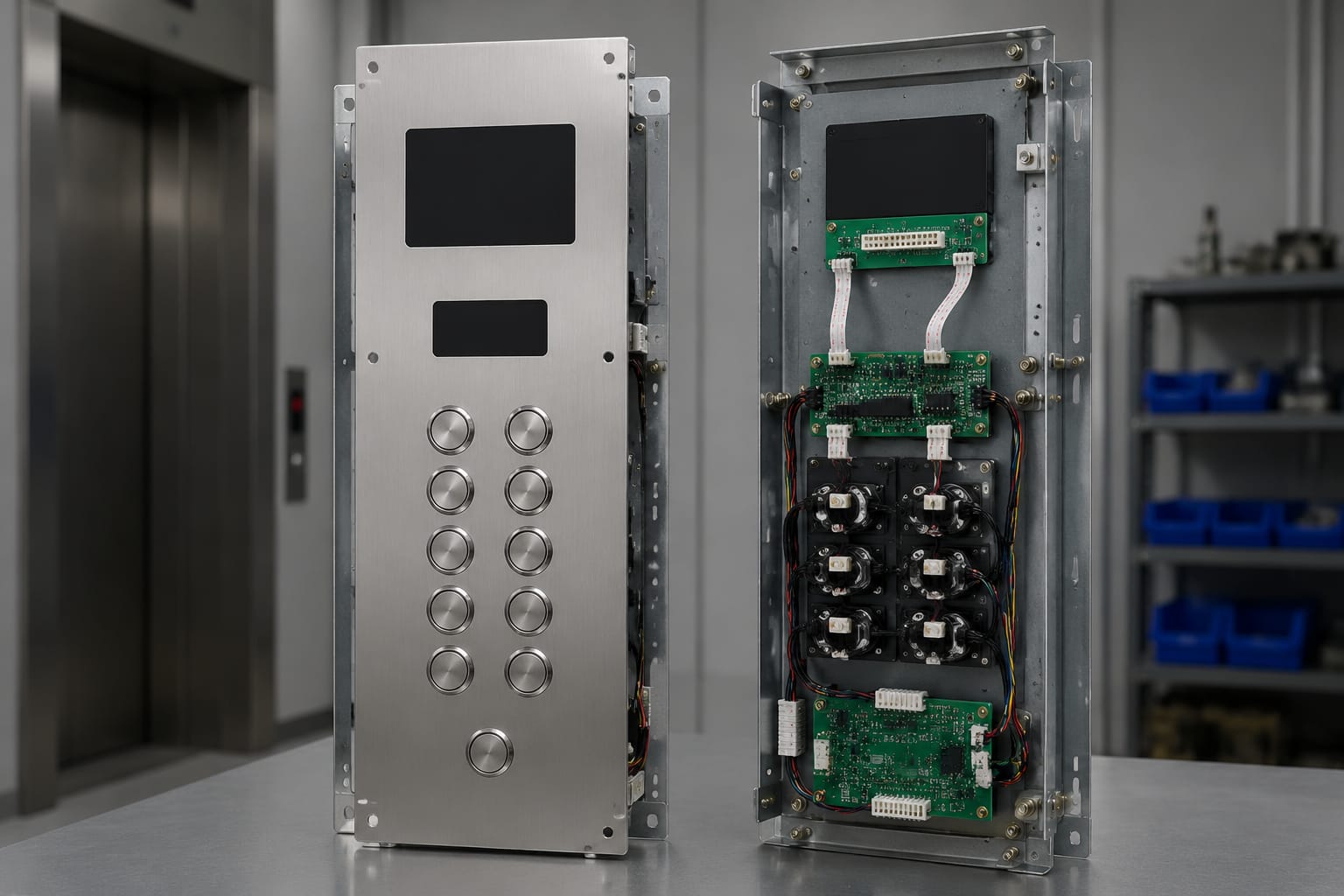 Panel de botones de ascensor: COP, LOP y componentes