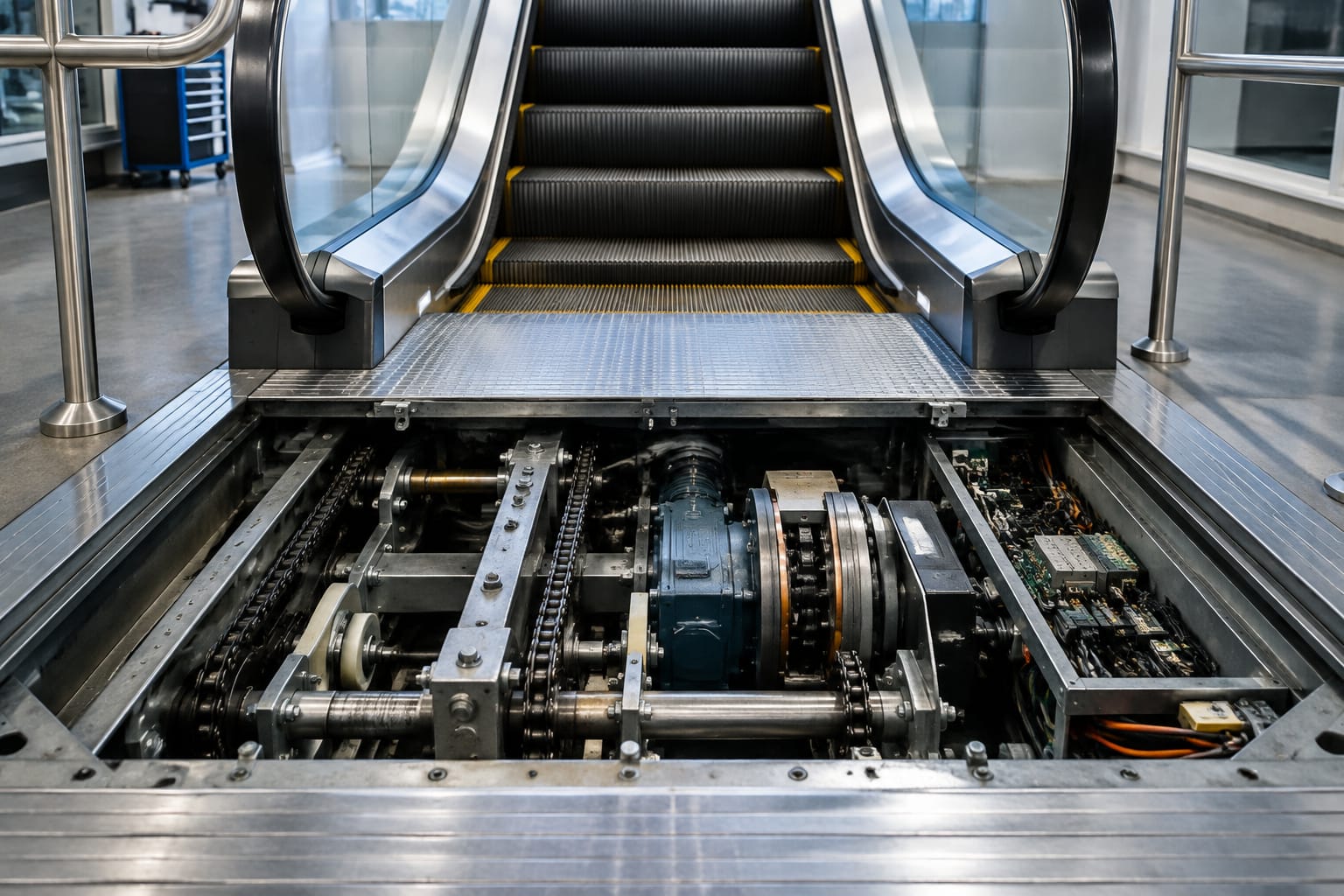 Equipos de escaleras mecánicas: partes y mantenimiento